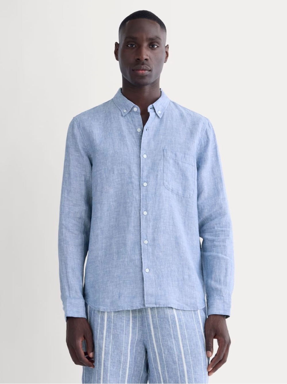 Everlane Light Blue Linen Button-Down Shirt - Men's sz S - Picture 1 of 8